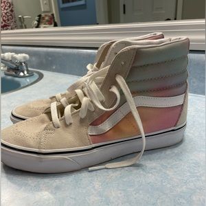 multicolored high-top vans